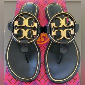 TORY BURCH Metal Miller Calf Leather Iconic Sandal